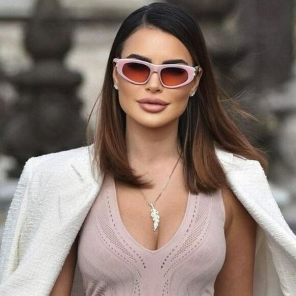 Balenciaga BB0095S 003 BRAND NEW Sunglasses  Pink Gold Red Cat Eye Unisex - Picture 1 of 11